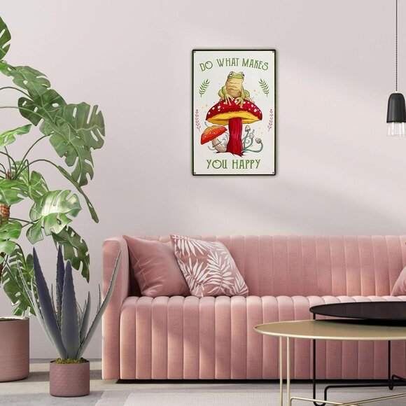 Funny Frog Mushroom Decor Metal Sign: Cute Cottagecore & Forest Decor for Bathro - Picture 7 of 7